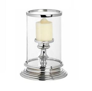 <b>Silver</b> Finished Hurricane Aluminum Cast <b>Silver</b> Plated Metal & Glass Hurricane Candle Holder Handmade Decorative Metal - Product Image 4