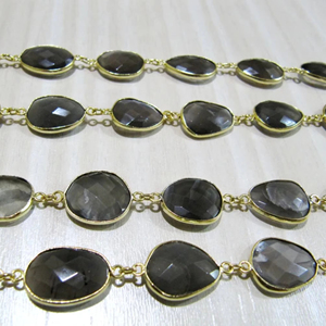 Cadena de conector de bisel de Briolette en forma de pepita de piedra lunar gris natural forma libre desigual 12 a 15mm - Product Image 1