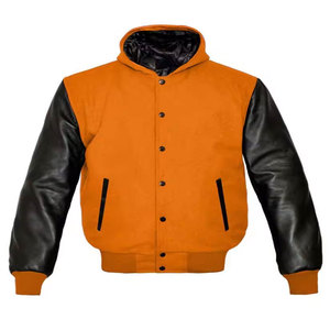 Chaqueta con letras y mangas de cuero de lana personalizada de alta calidad con bordado para mujer Chaquetas universitarias cortas - Product Image 3