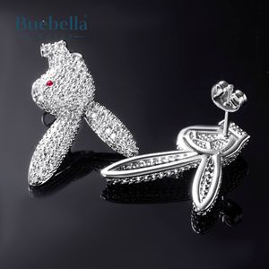 Venta caliente 14K White Iced S925 Sterling Silver Upside Down Bunny Stud Pendientes Diamond Hip Hop Pendientes para hombres - Product Image 3