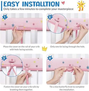 Protector de riel para cuna, protector de dentición suave anticolisión, tela transpirable - Product Image 3
