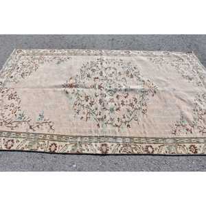 Turkish Rug, 5x8.6 ft Vintage Rug, <b>Brown</b> Green Persian <b>Wool</b> Rug - Product Image 3
