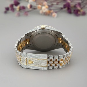 Reloj de Lujo para Hombre, Estilo Hip Hop, con Diamantes Moissanite Brillantes en Dos Tonos: Oro Amarillo y Plata, Personalizado - Product Image 3