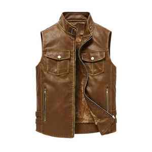 2025 nouveauté 100% Top haute qualité hommes en cuir gilet dernière conception vélo en cuir gilet pour hommes - Product Image 6