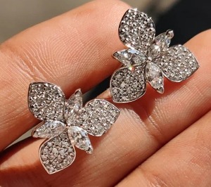 Boucle d'oreille en argent sterling 925 bijoux hip hop boucle d'oreille en diamant Moissanite bijoux en diamant bijoux en moissanite - Product Image 1