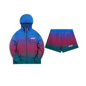 ชุดแจ็กเก็ตกันลมระบายอากาศและกางเกงขาสั้นสำหรับฤดูหนาวสไตล์สีพื้นผลิตตามสั่ง - Product Image 1