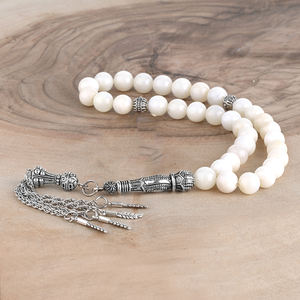 Rosario Tasbih Otomano Sultán de 8mm, Chapado en Plata, Regalo Étnico Islámico, Piedra Natural para Hombre, de Estambul - Product Image 2