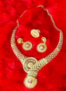 2024 Best Buy hecho a mano inspirado en la India Moda Africana 14K chapado en oro Vintage collar de cobre diamante piedra principal conjunto de joyas - Product Image 2