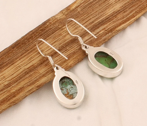 <b>Green</b> Copper Turquoise Earrings for Women 925 Sterling Silver Handmade Oval Shape Earrings Factory Price Wholesale <b>Jewelry</b> - Product Image 3