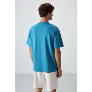 Camiseta Extra Grande para Hombre en Azul Petrol, 100% Algodón, Jersey Grueso Texturizado, Estampado-88366 - Product Image 2