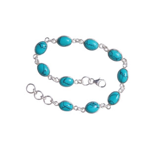 925 pierre solide meilleure qualité concepteur cadeau de mariage 925 en argent Sterling à la main pierre précieuse Turquoise Spinner Bracelet bijoux - Product Image 1