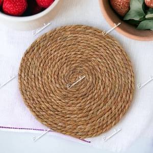 Natural Color Round Straw Woven <b>Placemats</b> for Dining Table <b>Set</b> of 6 Thick Rustic Kitchen <b>Placemats</b> From Water Hyacinth - Product Image 2