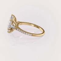 Bague de fiançailles en diamant de laboratoire de forme marquise certifiée IGI, or jaune/rose et or blanc 18 carats, pavé, bague de mariée