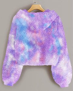 Sudadera con capucha de lana con tinte de corbata bonita de moda para niñas Jersey de algodón de estilo de invierno con capucha y diseño de impresión - Product Image 6