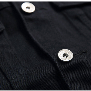 Veste en jean Hip Hop décontractée de rue mince pour hommes de qualité de luxe à la mode col montant conception 100% veste en gros en coton - Product Image 6