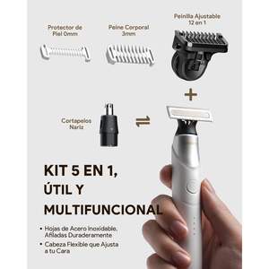 Afeitadora Eléctrica para Hombre y Mujer con Peine Ajustable, Resistente al Agua IPX7, Recortadora Facial con Recortadora de Vello Nasal y Estuche - Product Image 5