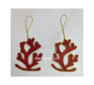 Nuevo propósito de regalo y diseño personalizado para el comprador bordado Zari hecho a mano con adornos colgantes de Navidad de trabajo con cuentas - Product Image 1