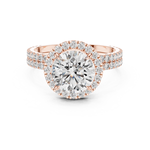 Ensemble de bagues de luxe en or blanc 18 carats plaqué rhodium avec diamant de laboratoire 2 carats, serti halo pavé, certifié, pour cadeau de Saint-Valentin, fiançailles et soirée - Product Image 5