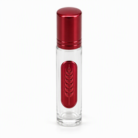 Étiquettes personnalisées en aluminium anodisé gaufré, forme capsule, rouge brillant, pour flacons roll-on d'huiles essentielles