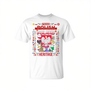 T-shirt a maniche corte con motivo folkloristico dell'Europa orientale, taglia plus, girocollo per adulti, con grafica artistica tradizionale. - Product Image 2