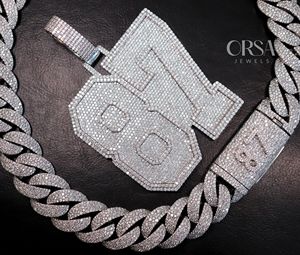 Pendentif en diamant numéro de luxe de qualité supérieure Design glacé avec diamants Moissanite Pendentifs de fête Hip Hop en argent 925 - Product Image 4