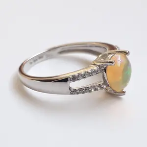 Лидер продаж современный дизайн драгоценный камень 925 серебряное кольцо ювелирные изделия из настоящего белого опала 925 стерлингового серебра кольцо опал кольцо
