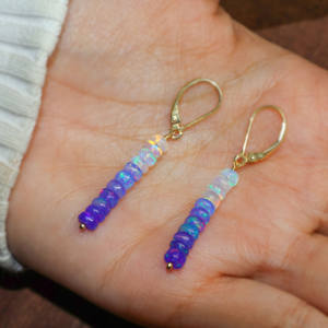 925 argent Sterling boucle d'oreille lavande opale perles or jaune à la mode pour anniversaire mariage femmes pierre de naissance bijoux - Product Image 3