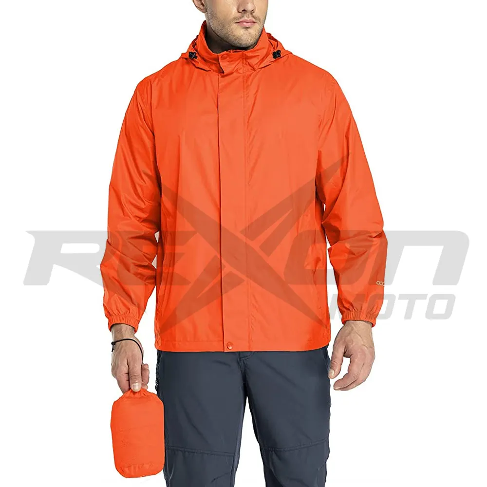 Packable Rain Jackets Men's Lightweight Waterproof Rain Shell Jackets Raincoat with Hood for Golf Cycling Windbreaker