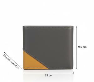 Portefeuille en cuir gris et jaune pour homme, accent géométrique, élégant et moderne, à double rabat et porte-cartes multiples - Product Image 2