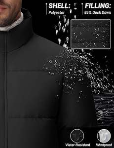 Abrigo de invierno con aislamiento impermeable para hombre Cotrasen Logo bordado Patrón sólido Chaqueta de lona cálida con cremallera y logotipo frontal - Product Image 4