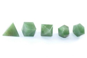 Juego de geometría geométrica con piedras de aventurina verde, sólidos platónicos, piedras naturales sagradas, para sanación. - Product Image 2