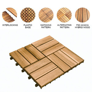 Venta caliente 30x30cm Azulejos entrelazados de madera de acacia Diseño moderno Antideslizante Impermeable para uso en interiores y exteriores Hecho en Vietnam - Product Image 2