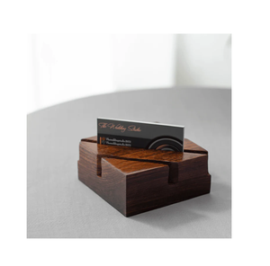 Porte-cartes de visite en bois fait main classique élégant unique impression de logo personnalisé utilisation décorative poli naturel - Product Image 6