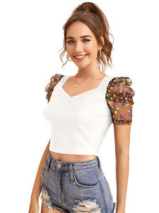 Top blanco exclusivo de Indian Boutique para mujer, tejido de punto de calidad superior, cómodo y resistente, lo último en India formal - Product Image 4