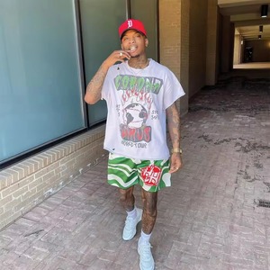 Chándal 100% algodón camiseta y pantalones cortos de malla conjunto de ropa de hombre al por mayor camisa de verano personalizada para hombre y conjunto corto - Product Image 5