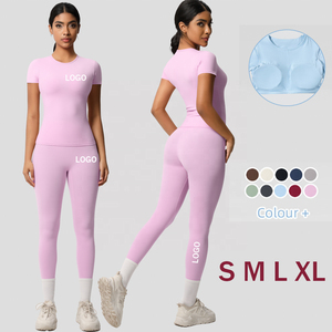 Fabricante de ropa deportiva Ropa de entrenamiento Ropa deportiva 4 piezas Gimnasio Fitness Conjuntos Mujeres Conjunto de yoga sin costuras - Product Image 4