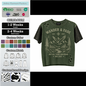 Camiseta Oversize de Algodón Pesado 300G para Hombre, Estampado Acid Wash, Cuello Redondo, Verde Oliva, Logo OEM, Ajuste Holgado - Product Image 1