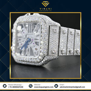 Reloj de Acero Inoxidable Automático con Diamante Moissanite VVS de 30 Quilates de la Mejor Calidad al por Mayor, Esfera de Cristal, Estilo Antiguo - Product Image 3