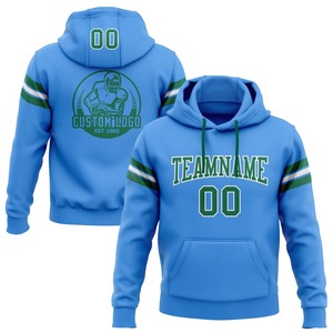 Sweat-shirt personnalisé pour équipe de football, bleu et vert, avec logo imprimé, coupe classique pour homme, en coton, avec poche et numéro 00 - Product Image 1