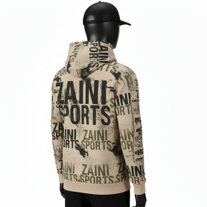 Sweat à capuche pour homme en coton et polyester de qualité supérieure, polaire 300 GSM, doux et chaud, imprimé sur toute la surface, logo personnalisé, sweat à capuche basique pour homme - Product Image 5