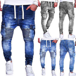 Jeans Casuales de Invierno para Hombre, Talla Grande, Estilo Desgastado, con Botones, a la Moda, con Rasgaduras - Product Image 1