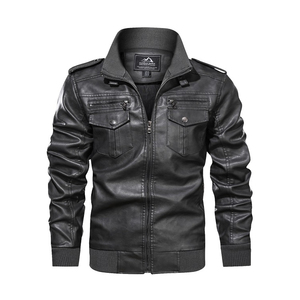 Veste de moto d'hiver à col montant nouvelle mode veste en cuir PU veste pour hommes - Product Image 4