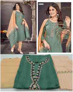 Bonne qualité nouveau 2023 Designer fête porter Viscose soie Kurti pantalon avec Dupatta avec broderie et travail manuel exportateur indien - Product Image 6