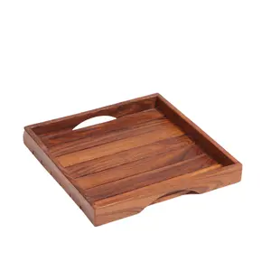 Bandejas de servir de madera hechas a mano, bandejas rectangulares apilables, acabado en madera natural, decoración para el hogar, cocina, comedor, organización de mesa - Product Image 6