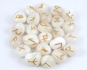 white Agate Natural stone Rune set engrave stone set :whole sale rune set metaphysical crystals wholesale exports