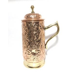 Pichet à eau potable en cuivre royal avec couvercle et poignée Pichet au design martelé durable à utiliser pour l'école et le bureau à domicile à faible coût - Product Image 5