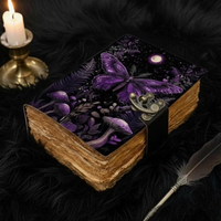 400 pages Journal en cuir mystique papillon imprimé cahier à couverture rigide avec champignons feuillage violet clair de lune et fermoir décoratif