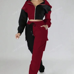 Chándal Mujer Sudadera con capucha y pantalones Ropa de salón de dos piezas Traje de moda Proveedor de ropa al por mayor - Product Image 1