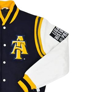 Para A & T HBCU Letterman Aggie Pride College Varsity chaqueta recubierta frontal bordado - Product Image 4