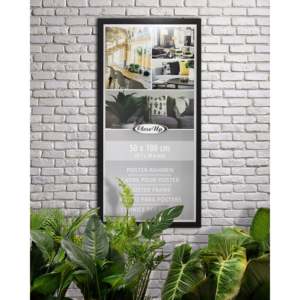 กรอบรูปโปสเตอร์ A2 รุ่นใหม่ ขนาด 50 x 100 ซม. สีดำแบบกระจกเงา พร้อมกรอบไม้และโลหะ (อะลูมิเนียมอัลลอย) สำหรับตกแต่ง - Product Image 5